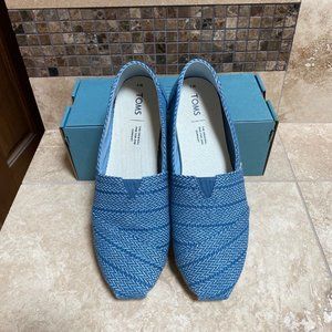 Blue Herringbone Classic Vintage Large Woven Shoes